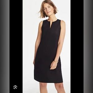 Ann Taylor black split neck shift dress, 8